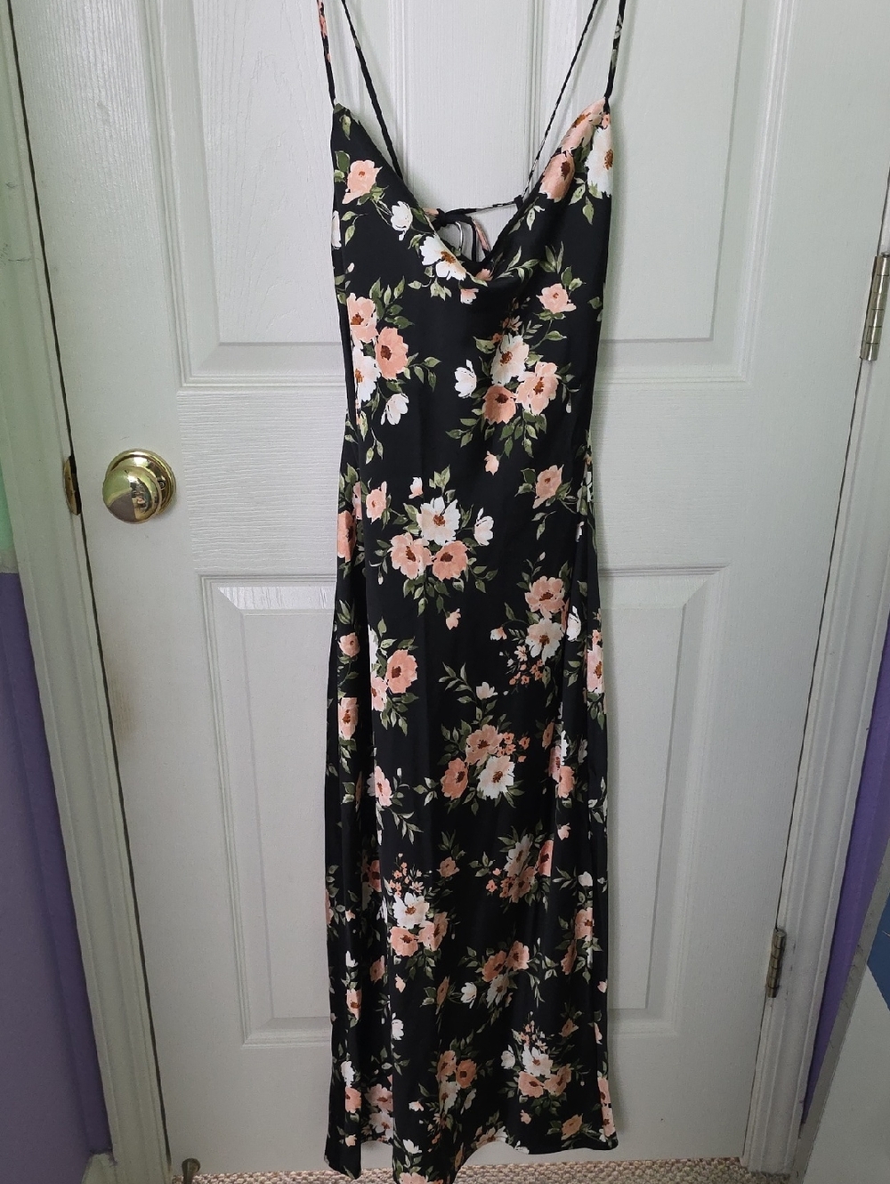 Floral Slip Dress in Black and Blush